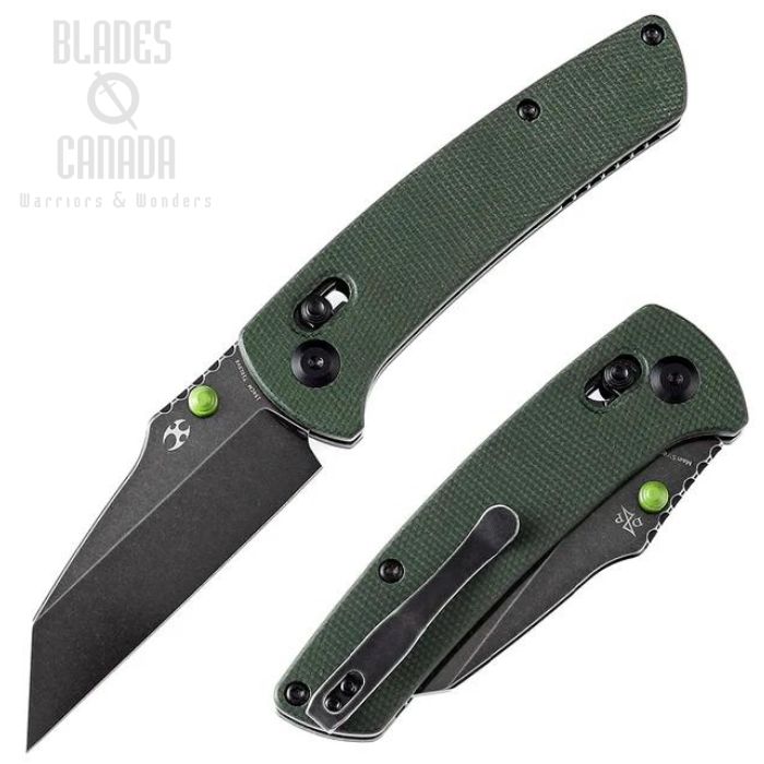 Kansept Main Street Crossbar Lock Folding Knife, 154CM Black SW, Micarta Green, T1015V6